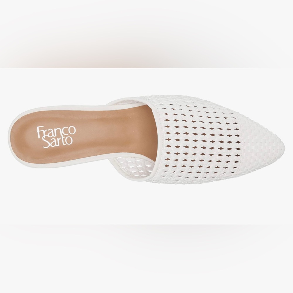 Franco Sarto White Woven Pointed-Toe Mule